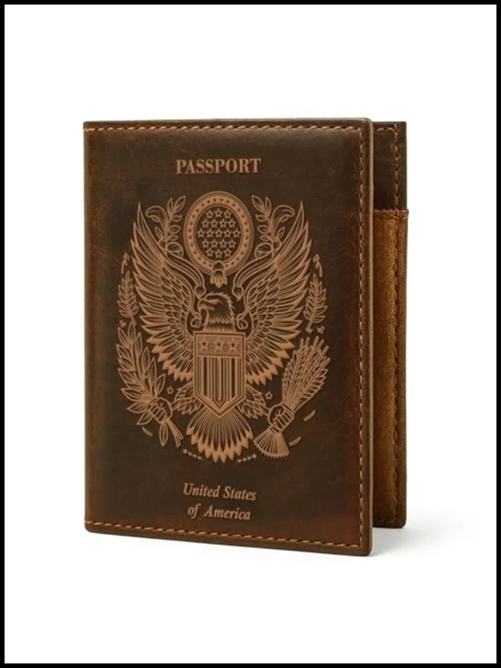 Genuine Full-Grain Leather Passport Holder Travel Wallet with Card Slots